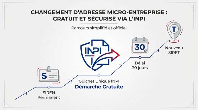 Interface du Guichet unique INPI pour le changement d'adresse d'une micro-entreprise