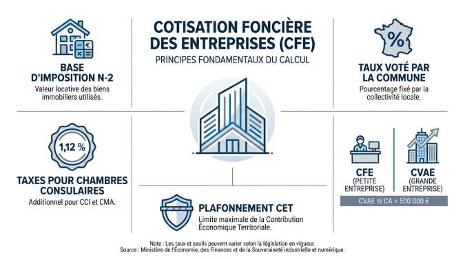 Infographie détaillant les principes fondamentaux du calcul de la CFE