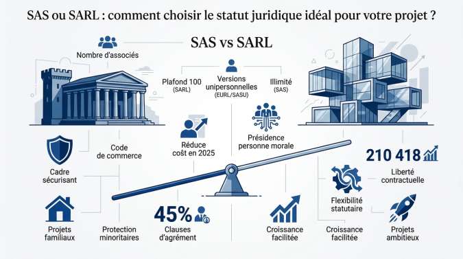 Comparaison entre les statuts juridiques SAS et SARL pour la cr&eacute;ation d'entreprise