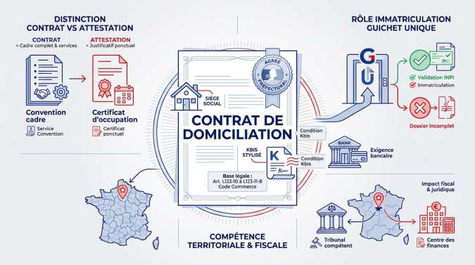 Explication des &eacute;l&eacute;ments cl&eacute;s du contrat de domiciliation pour entreprise